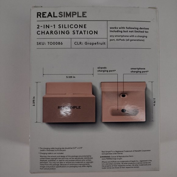 Real Simple 2-In-1 Pink Silicone Charging Station For iPhone & AirPods - Picture 2 of 3